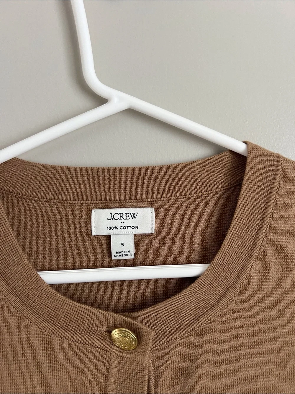 J Crew Tan Sweater Vest Button Front Preppy Normcore Classic Cotton Small